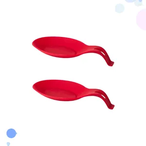 Serviessets 2 stuks siliconen lepelsteun keukengerei hittebestendigheid pollepelhouder gereedschap voor thuisrestaurant (rood)