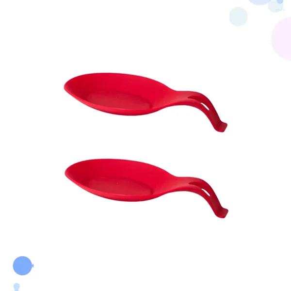 Ensembles de vaisselle 2 pièces repose-cuillère en silicone ustensile de cuisine résistant à la chaleur outil de support de louche pour le restaurant à domicile (rouge)