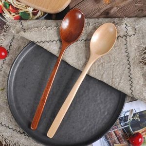 Dinware sets 2 stks houten lepel vork bamboe keuken kookgerei essentiële gereedschappen hoogwaardige soep-theelepel tafelgereibenodigdheden