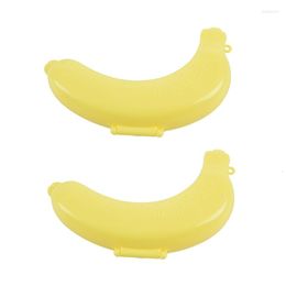 Dijkartikelen sets 2x bananencase lunchbox Protector Containerhouder Carrier opslag - geel