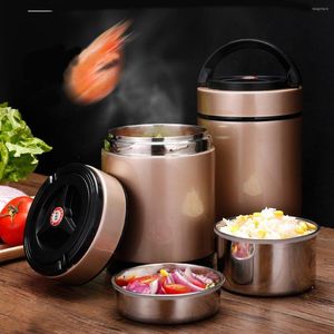 Deding Sets 3 lagen grote capaciteit Bento Lunch Box 1.2/1.6/2.0L Container emmer geïsoleerd thermisch roestvrij staal