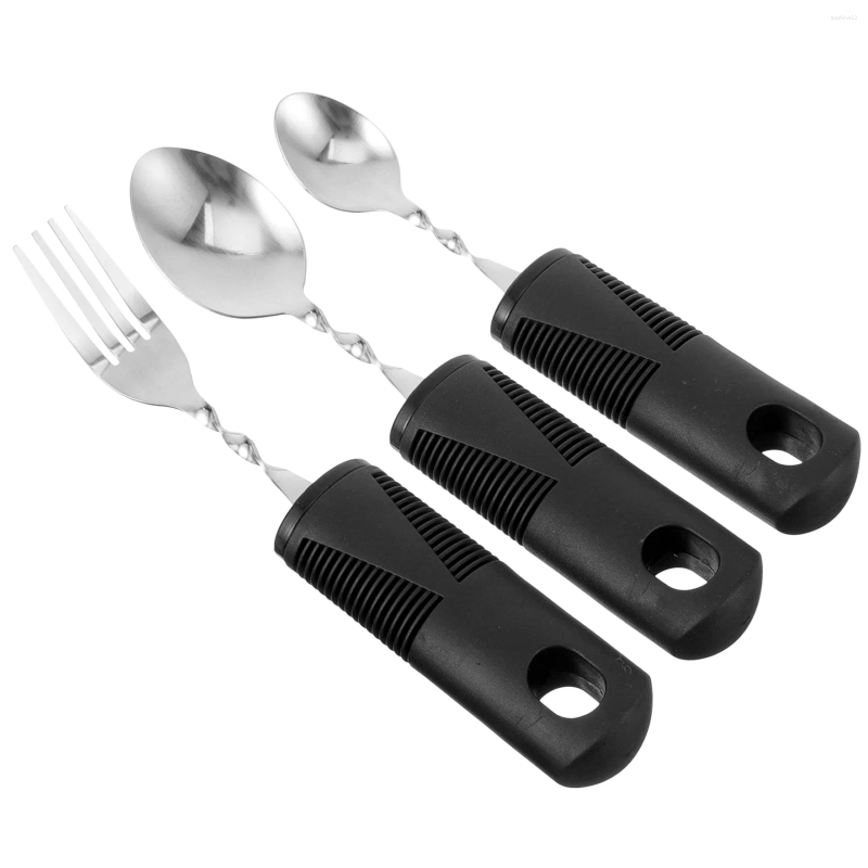 Dinnerware Sets 3 Pcs Bendable Cutlery Disabled Utensil People Stainless Steel Silverware The Elderly Tableware Forks Combination Adaptive