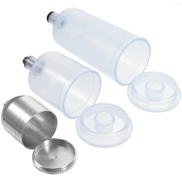 Conjuntos de vajilla 3 PCS Botellas de vidrio transparente Aerógrafo Reemplazo Pot Jar Porción Taza de plástico Dispensador vacío