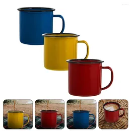 Ensembles de vaisselle 3 pcs tasse en émail café tasses de style simple