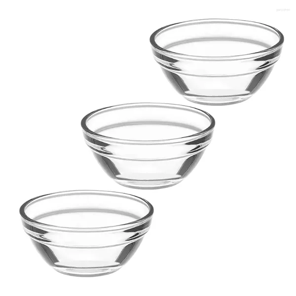 Ensembles de vaisselle 3 pcs Salade de bol en verre Salade petits bols Poudding Pudding Jelly Container Clear Prep