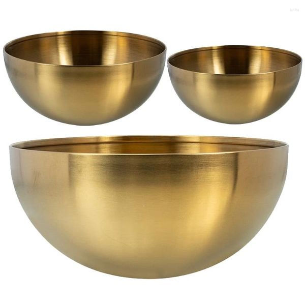 Ensembles de vaisselle 3 pcs Salad Bowl Metal Mélanges Bols en acier inoxydable Prépare