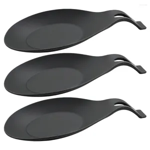 Conjuntos de vajillas 3 PCS Cuchara de silicona Resto Pot Holder Té Práctico Mesa de cubiertos negros para esteras de cocina de gel de sílice