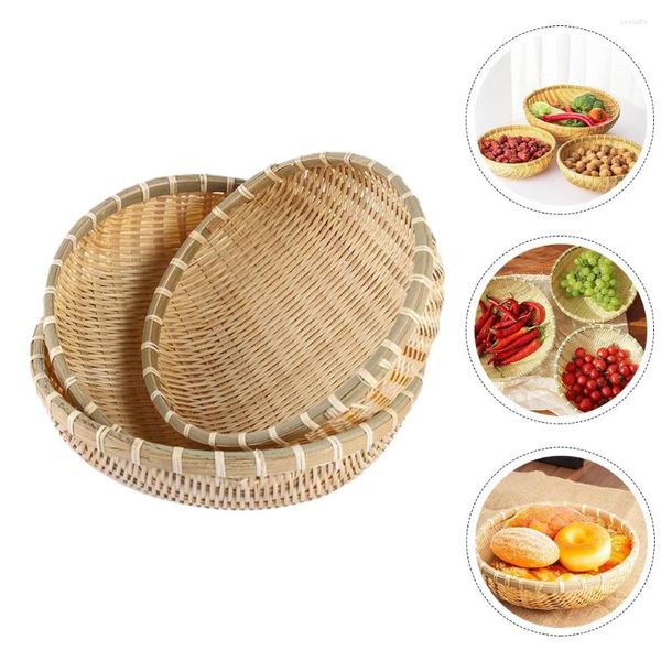 Ensembles de vaisselle 3 pièces plateau de collation couvercle panier de fruits secs maison porte-pain tissé artisanat stockage de vidange