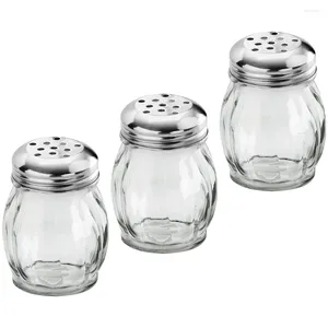 Ensembles de vaisselle 3 Pcs Terrarium Conteneur Barbecue Pot De Sel 8.5x6.5cm Bocaux À Condiments Boîte À Poivre Verre Steak Bâtons De Température