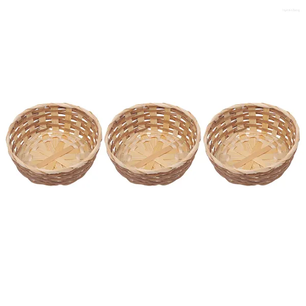 Ensembles de vaisselle 3 pcs Woven Basket Table Basse Boîte de rangement en bambou Boîte de rangement contenant à main
