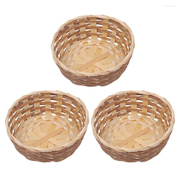 Conjuntos de vajilla 3 PCS Cesta tejida Sirviendo el hogar Monedero de calabaza Contenedor de frutas Almacenamiento de bambú Pan Snack Picnic