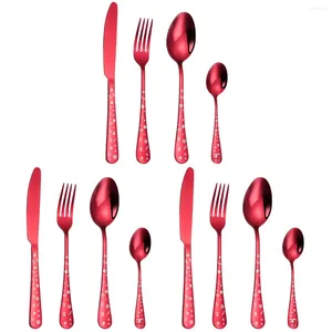 Dinware sets 3 roestvrij staal kerstafgerei Set retro flatsee cadeaus (rood)