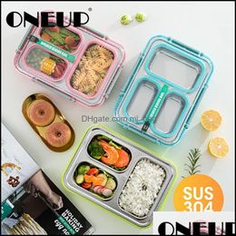 Dinware sets 304 roestvrijstalen lunchbox Compartiment Bento keuken lekbestendige container student kinderen gebruiken drop levering mjbag dhccz