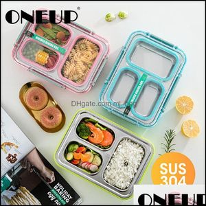 Dinware sets 304 roestvrijstalen lunchbox Compartiment Bento keuken lekbestendige container student kinderen gebruiken drop levering mjbag dhccz
