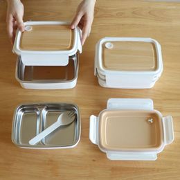 Dinware Sets 304 Roestvrij staal Thermal Lunch Box Office Worker Bento Single/Double Layer Student Children Storage Container