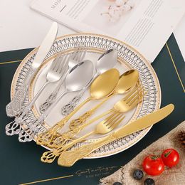 Ensembles de vaisselle 30pcs Royal Couverts Set Or Acier Inoxydable Western Couteaux Dessert Cuillère Fourchettes Cuisine Dîner Argenterie Vaisselle