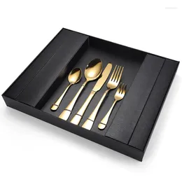 Ensembles de vaisselle 30pcs Royal Cutlery Set avec boîtier à couteaux Spoon Fork Inneildless Steel Flacware for Home Restaurant Party Gift