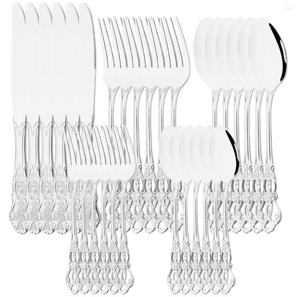 Ensembles de vaisselle 30 pièces ensemble en argent Royal couteaux Dessert fourchette cuillère couverts en acier inoxydable couverts vaisselle cuisine argenterie