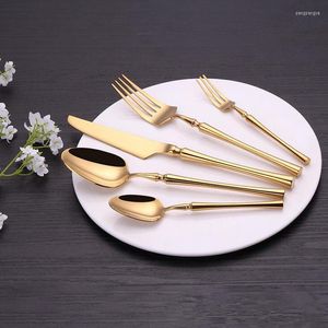 Juegos de vajilla 30 Unids / set Cubiertos de acero inoxidable Vajilla de cocina Cuchillo Tenedor Cuchara Cubiertos Cubiertos de oro para 6 personas