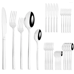 Setwar sets 30 stks zilveren set roestvrijstalen bestek mes mes vork lepel diner flatware keuken servies