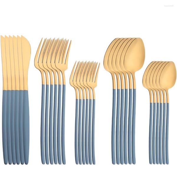 Juegos de vajilla 30 piezas Vajilla 18/10 Espejo de acero inoxidable Cuchillo para carne Tenedor Cuchara de té Cubiertos Apto para lavavajillas Cocina