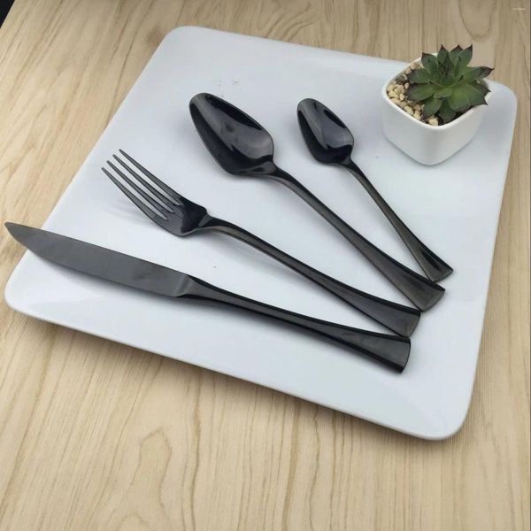 Ensembles de vaisselle 30set 4 pièces/lot ensemble en acier inoxydable noir couverts de polissage vaisselle de cuisine fourchette couteau à Steak