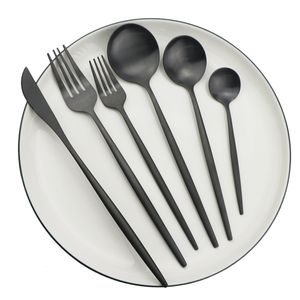 Dinware sets 36 % Black Matte Flatlery Set 304 Roestvrij staal Set Set Dessert Fork Lepel Sampleweerset Keukentasje 230503