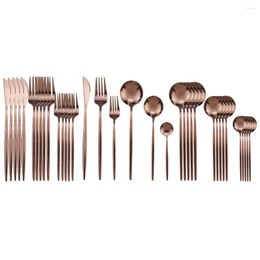 Dijkartikelen sets 36 stks/set roestvrijstalen dinerset rozen mes vork lepel cutlery gold servies