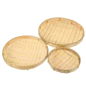 Ensembles de vaisselle 3 pièces tamis de tissage en bambou paniers de nettoyage de riz ronds Artware tissé