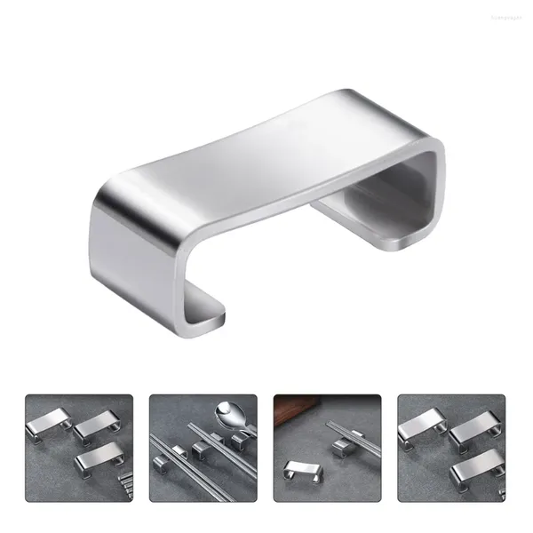 Juegos de vajilla 3pcs soporte de descanso de palillo estupenda de metal de acero inoxidable para sostener la horquilla de cuchara (plata)