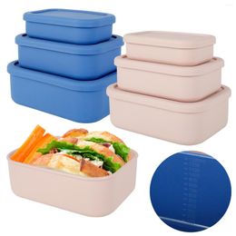 Ensembles de vaisselle 3 pièces ensemble de boîtes à lunch boîtes à Bento en Silicone avec couvercle de conteneurs de stockage étanches de 10 oz 32 oz et 44 oz