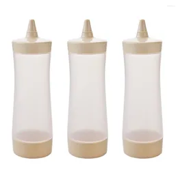 Ensembles de vaisselle 3 pièces Mini bouteilles en plastique gicler distributeur de récipient de sirop de cuisine pour Ketchup moutarde Mayo Sauces huile