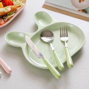 Ensembles de vaisselle 3 pièces/ensemble enfants couverts dîner ensemble pique-nique voyage couteaux fourchette céramique acier inoxydable vaisselle cadeaux de noël