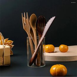 Ensembles de vaisselle 3 pièces/ensemble vaisselle en bois de voyage Portable maison Cubiertos cuillère fourchette couteau couverts Kit réutilisable Eco couverts ustensiles de cuisine