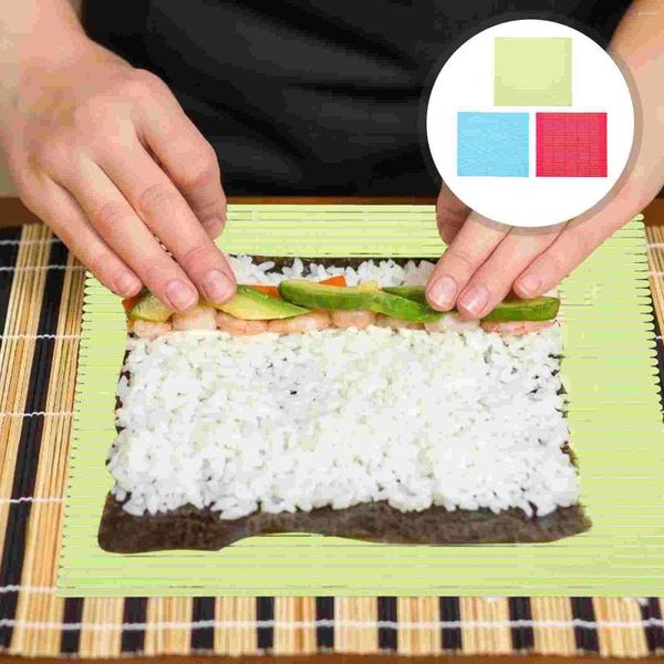 Ensembles de vaisselle 3 pcs Sushi Rolling Mat à rouleaux à rouleaux de rouleau