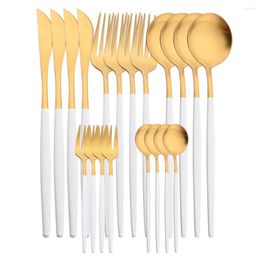 Ensembles de vaisselle 4/20 pièces ensemble de couverts en or blanc mat couverts en acier inoxydable couteau fourchette cuillère mariage cuisine argenterie