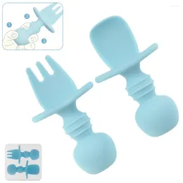 Setwares Sets 4/2pcs Baby Lepels Forks Training Aanvullend servies voor tafelgoed Siliconen bestek voor kinderen