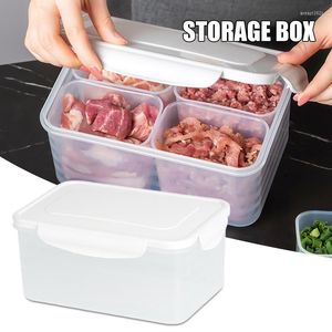 Dijkartikelen sets 4-compartimenten containers voor vleesgroente met deksels herbruikbare PP Clear Snack Storage Box Kichen Tools Lunch