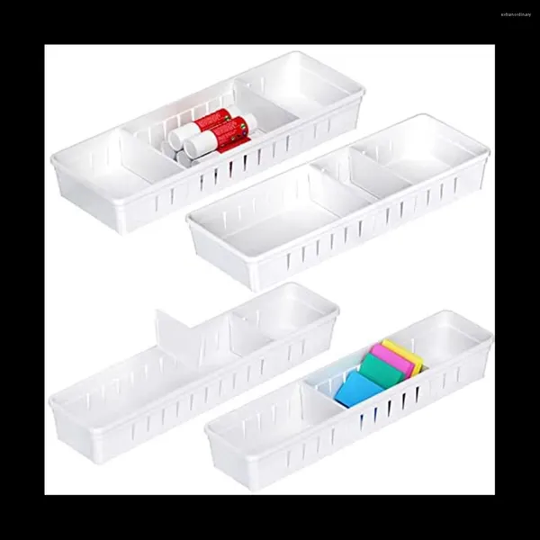 Ensembles de vaisselle 4 paquets de plateaux d'organisateur de tiroir de bureau ensemble de bureau en plastique diviseurs de stockage de maquillage