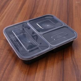 Ensembles de vaisselle 4 pièces Bento Lunchbox 3 compartiments conteneurs de style américain conteneur de repas casseroles à emporter boîtes à déjeuner jetables sacs