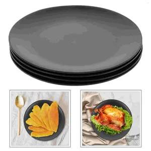 Ensembles de vaisselle 4 PCS Black Mélamine Plate Set Dîner Round Dish Commercial pour l'apéritif déjeuner Party Bottom