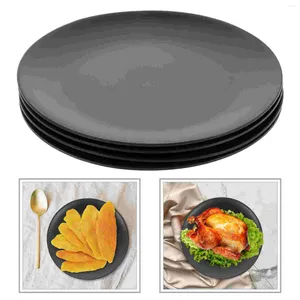 Ensembles de vaisselle 4 pcs Assiette en mélamine noire Plat à bas plat