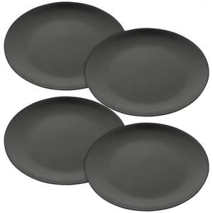 Sin sets 4 pc's zwarte melamine bord ronde schotel picknick plat bodem dessert dinerfeest spaghetti