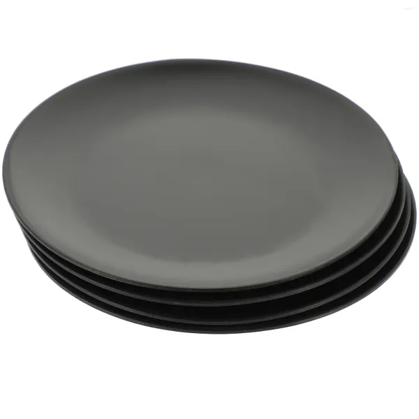 Conjuntos de vajilla 4 PCS Placa de melamina negra Bandeja de sushi Plato de cena Aperitivo Fondo plano Sirviendo ensalada Platos redondos