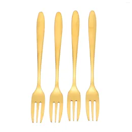 Juegos de vajilla 4 PCS Cake Fork AperitiTer Forks Metal Tres dientes Postre de acero inoxidable