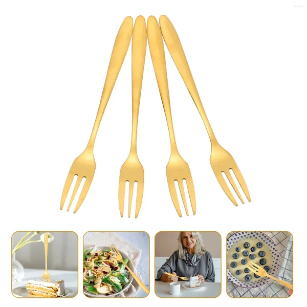 Ensembles de vaisselle 4 PCS Cake Fork Picks Forks en acier inoxydable