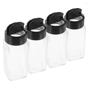 Ensembles de vaisselle 4 pcs Castor Bouteilles d'épices ménagères Assaisonnement Conteneur Distributeur de sel Shaker et poivre avec couvercles Shakers en plastique