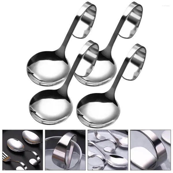 Juegos de vajilla 4 PCS Ensalada de cuchara de cocción Utensilios Utensilios Convenientes postre Cake ergonómico Multipropósito occidental