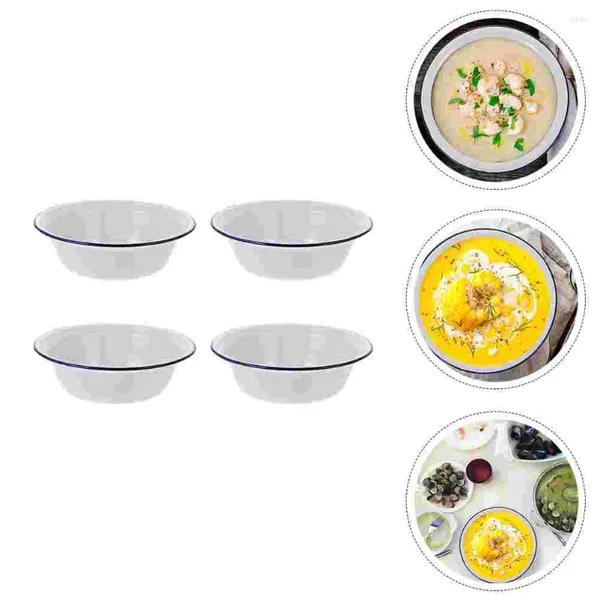 Ensembles de vaisselle 4 pcs en émail Soupe pratique Soup à la maison Émail de pâtes Nouilles créatives Basin Simple nécessaire