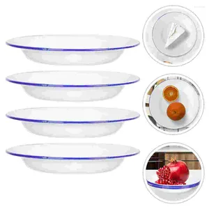 Servies Sets 4 Stuks Emaille Plaat Retro Dienbladen Decor Snack Stijl Platen Multifunctionele Schotel Gerechten Fruit Opslag